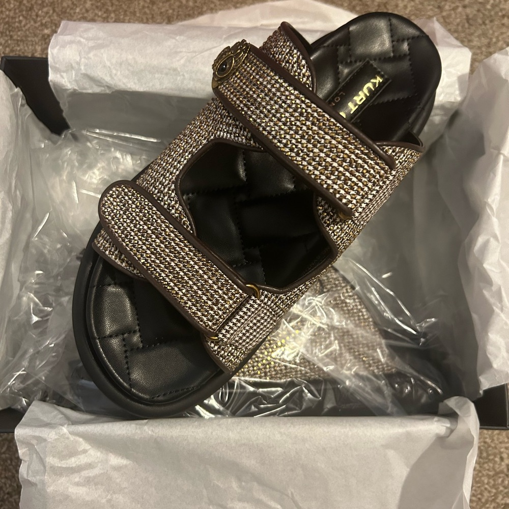 Kurt Geiger Beige and Gold Women's Sandals